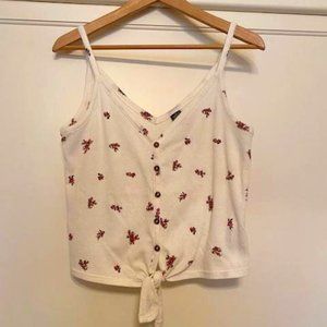 Wild Fable Floral Print Crop Cream Tank - Medium
